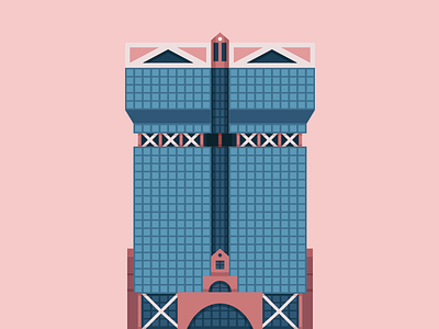 Amoreiras Tower 2d amoreiras architecture building flat illustration pastel tower vector