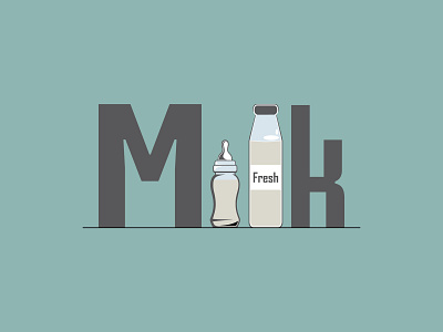 Milk adobe adobeillustrator bottle design fresh illustation illustraor milk type vector vector art vectorillustration