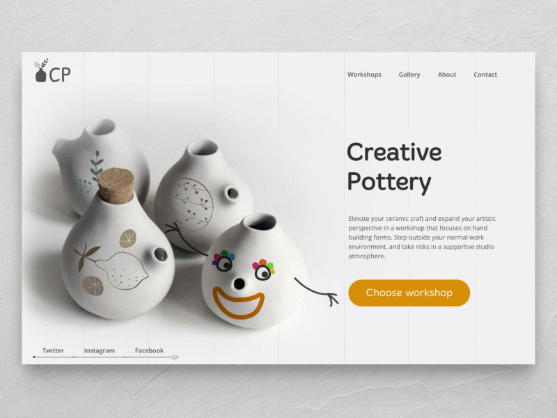 Creative Pottery animation ceramics grid interaction pottery transition web workshop