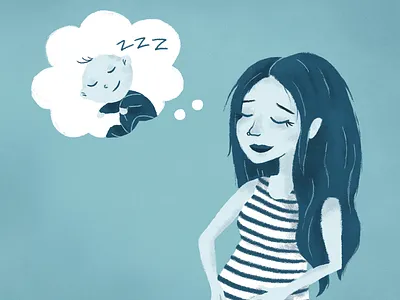 Thinking of You baby illustration mom monochromatic