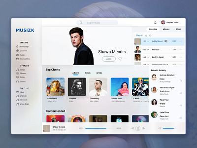 MUSZIK - a music app concept app clean dailyui design flat graphic design interaction design logo music music app photoshop social songs ui ui ux ui ux design uidesign ux web webdesign