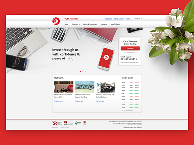 OCBC Sekuritas banking corporate finance landing page mockup ocbc user interface