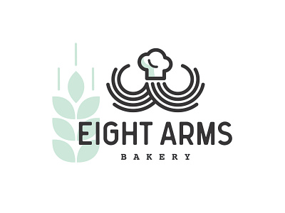 Eight Arms Bakery bakery design flat logo mark octopus typogaphy