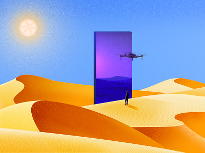 A uav flies through the desert 品牌 插图