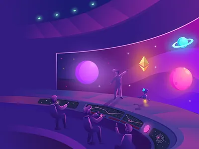 Starship Illustration astronaut blockchain crypto galaxy hero illustration mining space spaceship starship