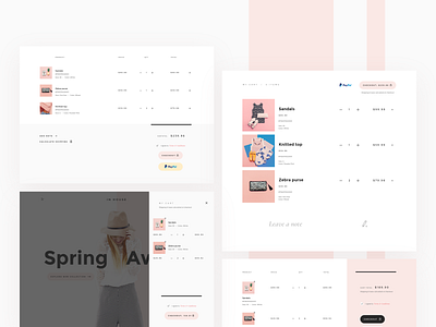 Shopping cart variations apparel checkout checkout process delicate ecommerce fashion minimal paypal shop shopify shopify theme shopping bag shopping cart soft store ui ui kit