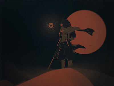 Character Design Challenge - Insect Warrior caterpillar challenge character dark desert illustration insect moon night sand scarf warrior