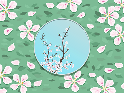 Mirror On The Ground - Sakura clean flower ground icon illustration mirror sakura spring tree ui