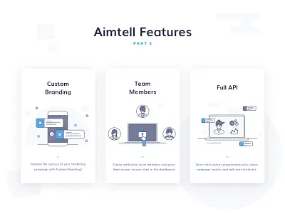 Aimtell - Website Push Notifications Illos, part 2 digital marketing software features features illustrations features page illustrations marketing re engaging visitors saas tech website push notifications