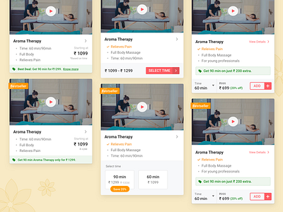 Variant UI Card Iterations | UrbanClap Internship Project app card design ecommerce price ui ux variant