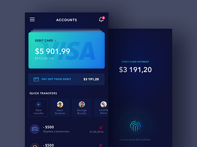 Cards finance fintech mobile ui wallet