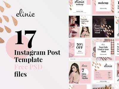 Makeup artist Instagram posts from Mockupsforfree freebies freedownload instagram makeup post psd smm