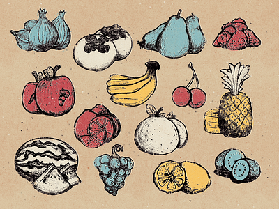 Fruit colors editorial freelance fruit grit illustration magazine palette pop spot story texture