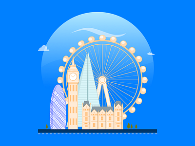 London illustration artistmichi big ben clouds coming soon commerce designway eye flat gherkin illustration london minimal sky ui design upcoming