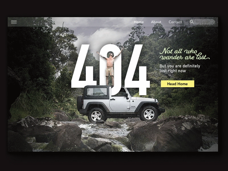 Daily UI Challenge #007 Settings 008 404 animation daily challange daily ui design gif interaction jeep lost screen animation ui ui design wander
