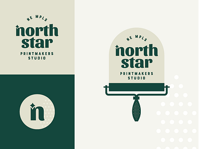 north star logo adobe graphic design green illustrator ink roller inspiration logo logo design minneapolis minneapolis design mpls north east north star print logo printmaking star studio logo