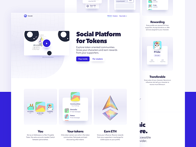 Tok'n'talk blockchain crypto cryptocollectibles ethereum landing page social token