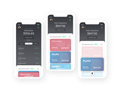 Money Management II app banking credit card iphone iphonex minimal money management paypal product design sketch app trash ui ux venmo wells fargo