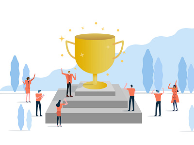 Trophy design flat goal graphic illustration people success trophy vector winner