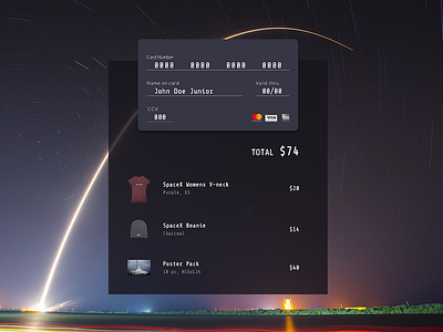 UI Design - SpaceX Checkout credit card checkout ecommerce rocket shopping cart spacex ui design