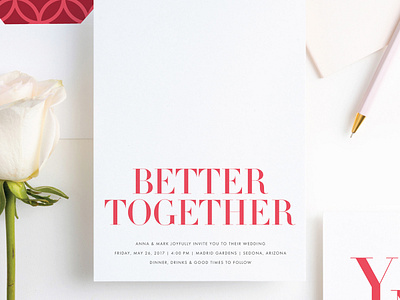 Better Together | Paper Culture Wedding 5x7 card card design clean design graphic design minimal minimalist print simple type typography wedding wedding card wedding design wedding invitation