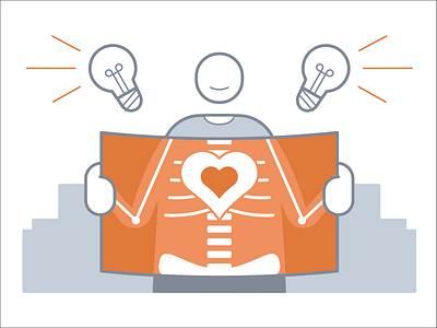 Heart character heart icon lightbulb red simple xray