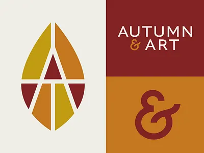 Autumn & Art ampersand art autumn color easel fall gem geometric leaf logo warm colors