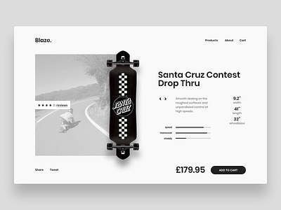 Blaze Skate Shop buy clean ecommerce grey minimal monochrome purchase shop skate skating webdesign website