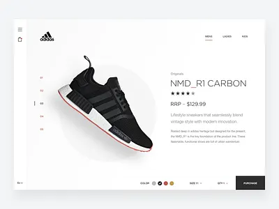 Adidas Sneaker Store Concept adidas clean ecommerce fashion footwear hero landing minimal minimalist nike product shoe shop simple sneaker sports store trainer web design website