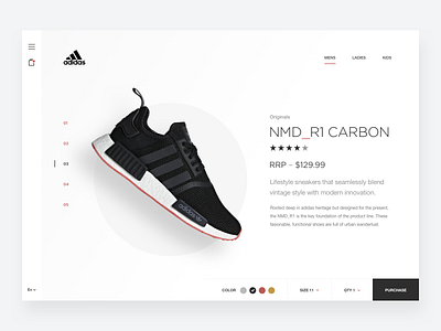 Adidas Sneaker Store Concept adidas clean ecommerce fashion footwear hero landing minimal minimalist nike product shoe shop simple sneaker sports store trainer web design website