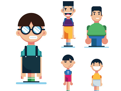 Flat Kids 01 children digitalart flatdesign graphicdesign illustration kids people school study vector