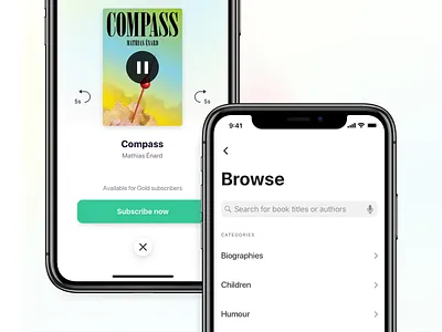 Audiobooks audiobooks browse close design gradient ios modal overlay search ui ux web