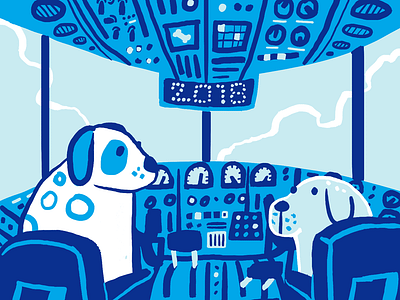 All Nippon Airways: Year of the Dog 2018 art blue chinese new year cockpit controls dog dogs illustration photoshop plane