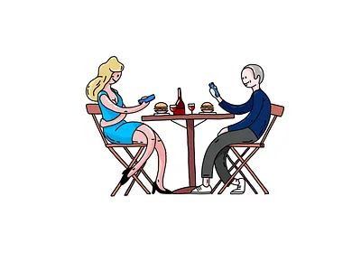 Addiction. Dinner with my special someone addiction drawing illustration ipad ipadpro phone addiction procreate sketch