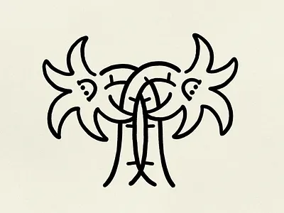 Bending over backwards for you illustration logo monoline palm trees procreate smiley