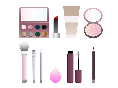 Girl's Tools affinity beauty brush cosmetics design eyebrow grange illustration lipstick make up palette pencil powder style tools visagiste
