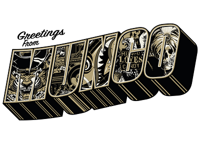 Title treatment black and gold branding illustration mungo typography vector