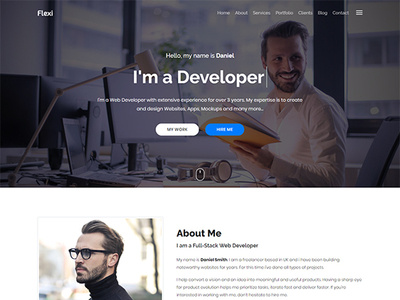 Flexi - Personal Portfolio Template creative cv design envato freelance hire jobs personal portfolio resume themeforest ui ux web design