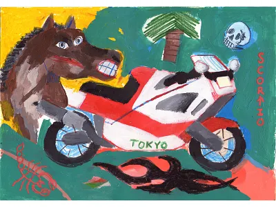 Coast to Coast artbrut bike editorial illustration horse illustration illustration agency naive art painting