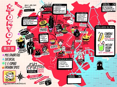 Tokyo Map by Me city food illustation japan map maps tokyo travel