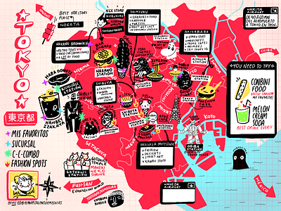 Tokyo Map by Me city food illustation japan map maps tokyo travel
