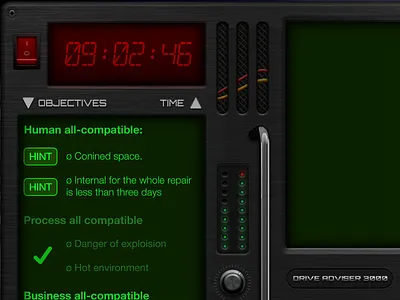 Control panel, game UI 80s crt game design gameui led retro retro ui skeuomorphism switch timer