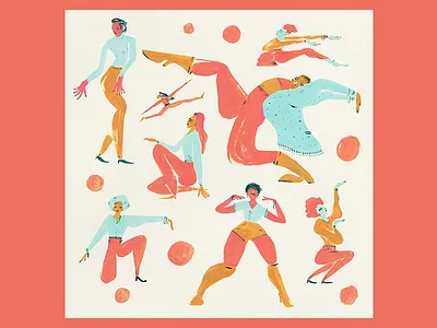 Voguing characters dancing gouache handmade illustration ilustracion moving vogue voguing