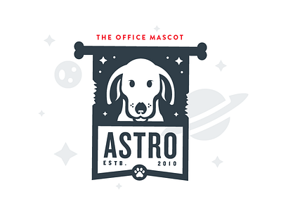 Astro badge design dog flat illustration space vector