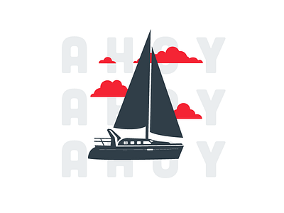 ahoy boat flat icon illustration vector