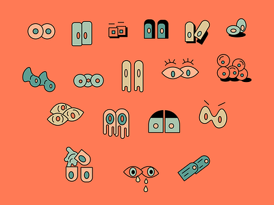 Funky Eyes bold lines editorial illustration eyes fun green icondesign illustration illustrative design modern orange vector art vectorillustration