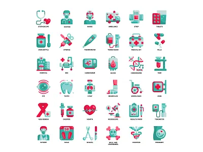 Medical Flat Icon aid care clinic color design doctor emergency flat health hospital icon laboratory medical medicine pharmacy set symbol vector