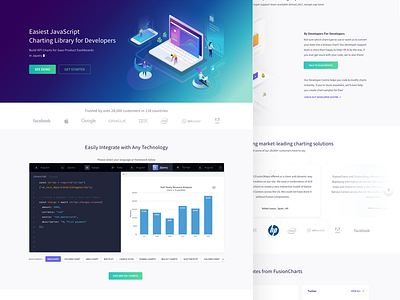 Fusioncharts - Landing Page application design flat simple ui ux web website