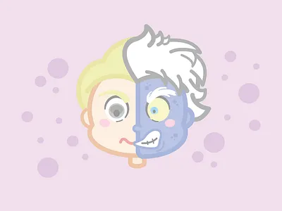 DC : Two-Face cartoon character cute dc comics design game graphics illustration kawaii movie pastel tv show two face vector