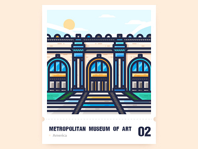 Metropolitan Museum of Art architecture building city flat icon illustration tour guide